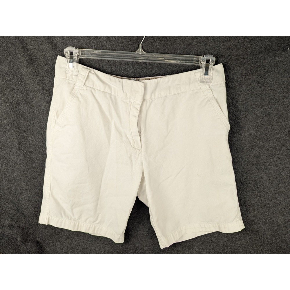 Womens Cream Cotton Twill Chino Shorts Mid Rise Off White Bermuda 32 Waist
